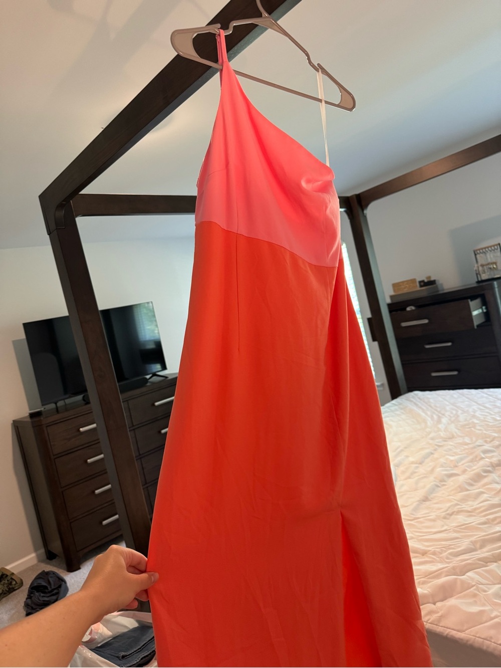 Petal and pup One-Shoulder Slip Dress - Pink & Coral